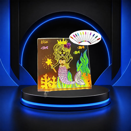Kids art board in lightweight acrylic with glow-in-the-dark drawing surface