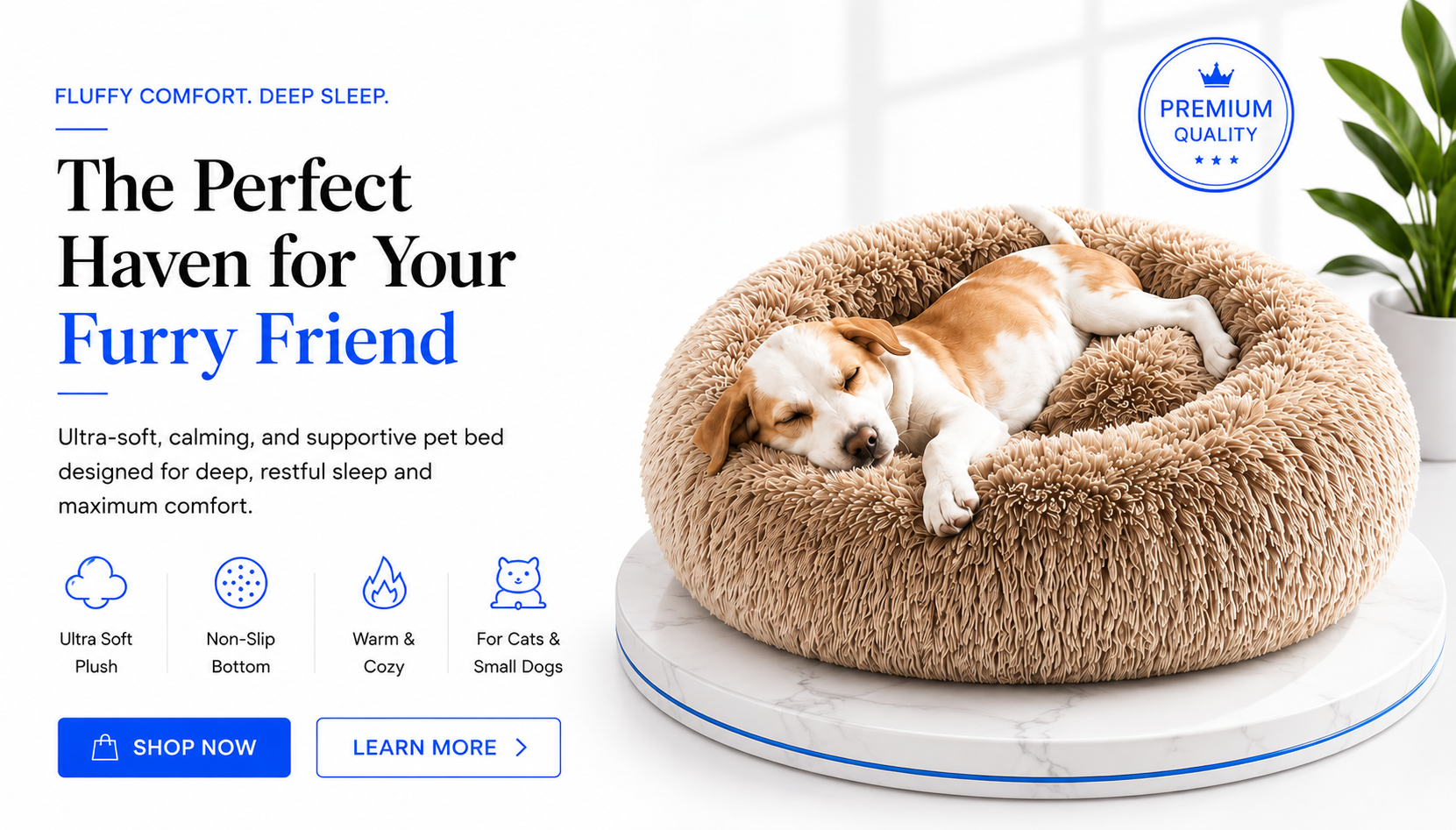 PerspectaaRound Fluffy Plush Pet Bed - Landing Image 2