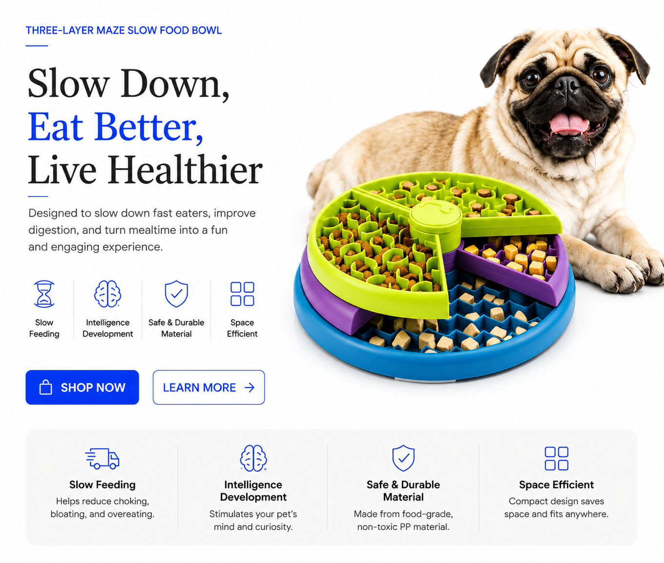 PerspectaaThree-Layer Slow-Feeding Pet Bowl - Landing Image 2