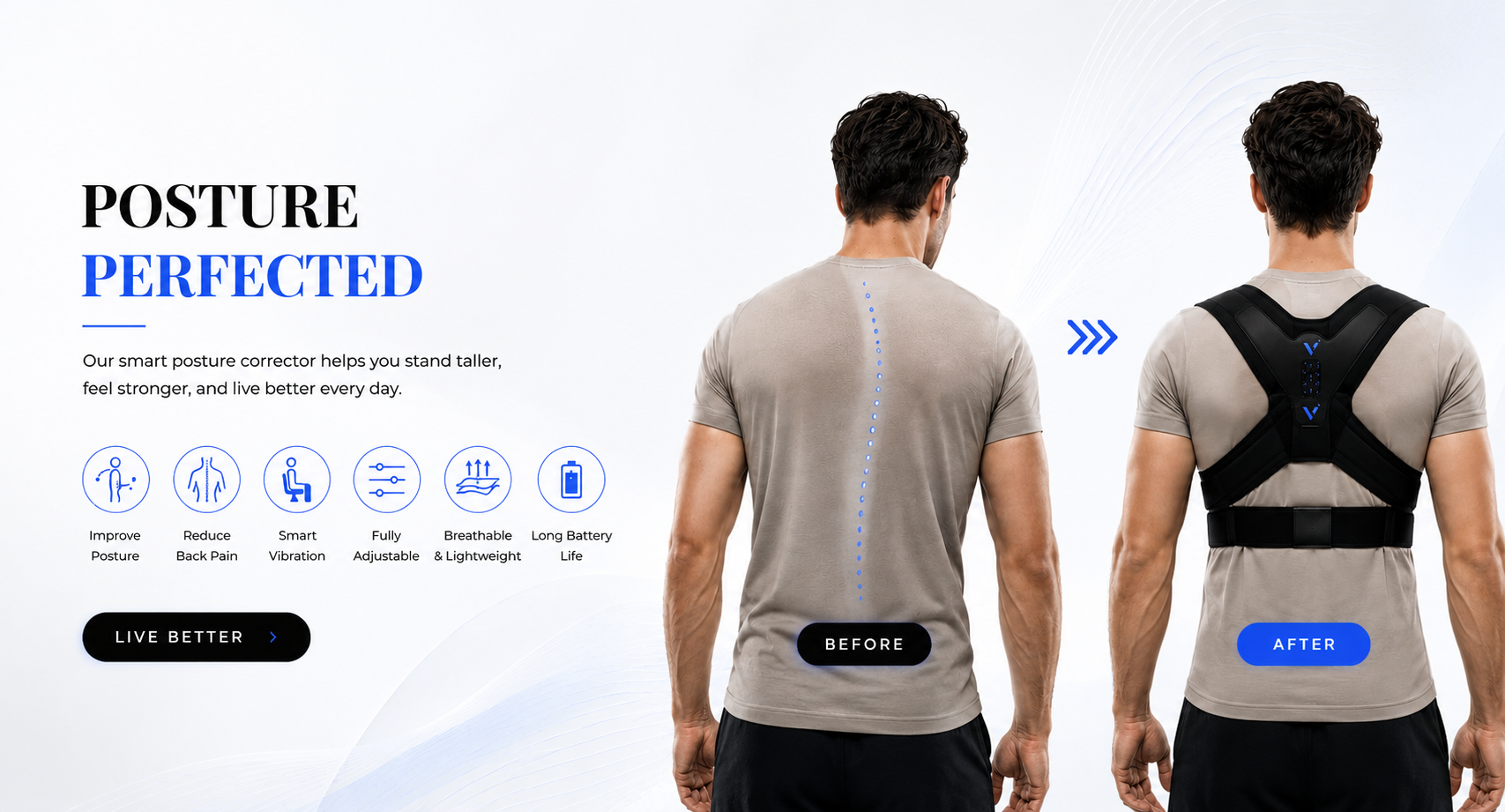 Perspectaa Posture Corrector for Shoulder and Back Support - Landing Image 1