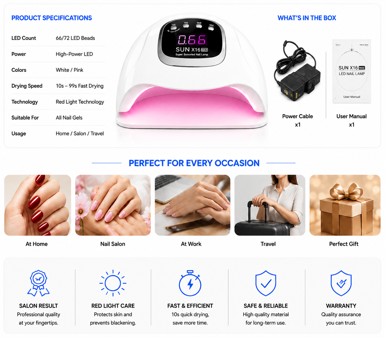 PerspectaaLED Nail Lamp with Red Light Technology - Landing Image 1