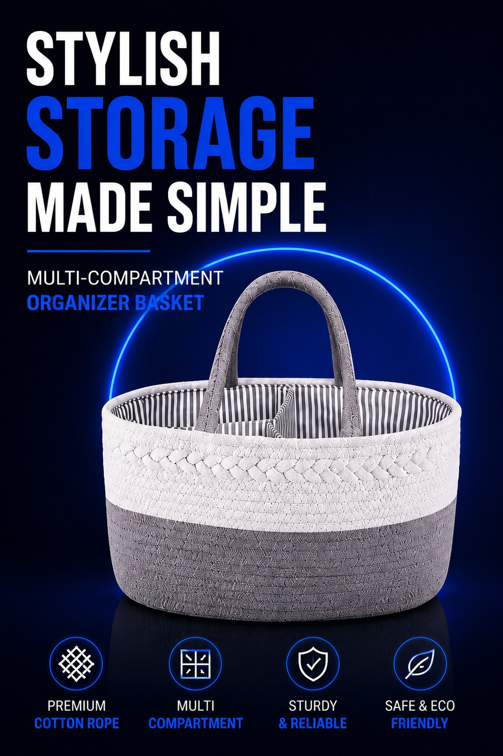 Perspectaa Handwoven Storage Basket with Removable Compartments - Landing Image 1