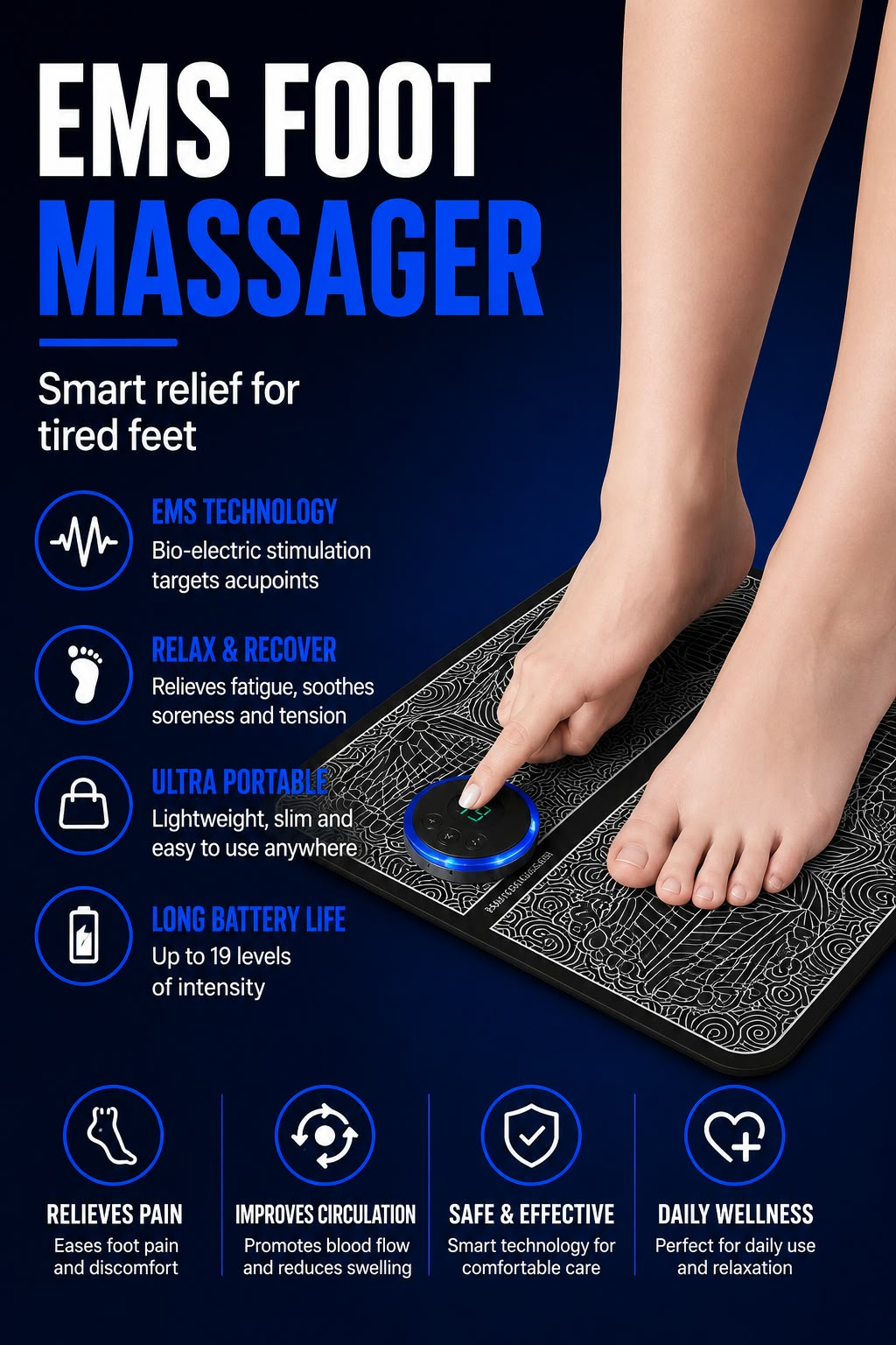 Perspectaa EMS Foot Massage Pad with Pulse Technology - Landing Image 1