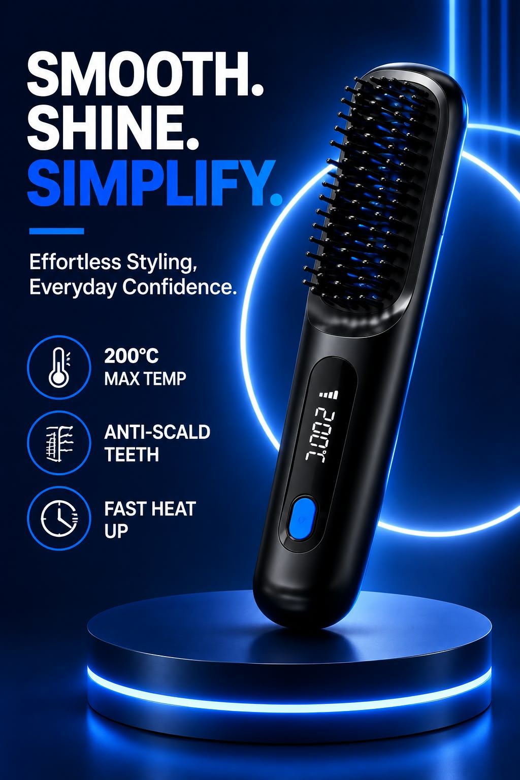 Perspectaa Wireless Hair Straightening Comb with Negative Ion Technology - Landing Image 1