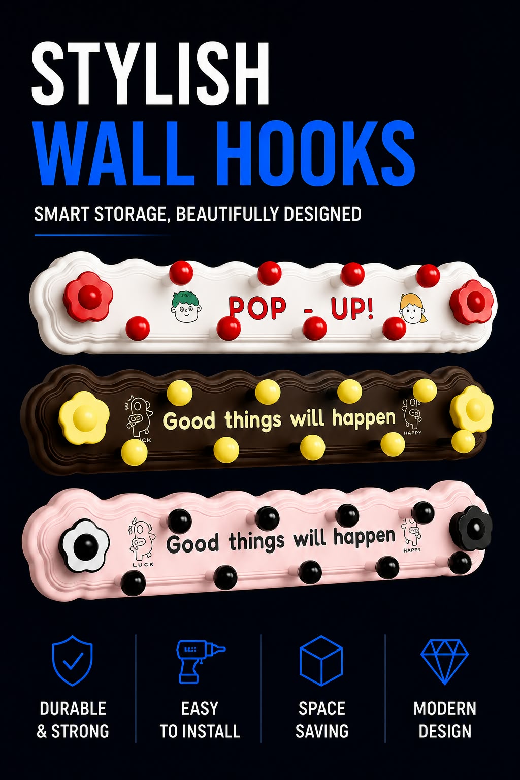 Perspectaa Rotating Suction Cup Hooks with Adhesive Backing - Landing Image 1