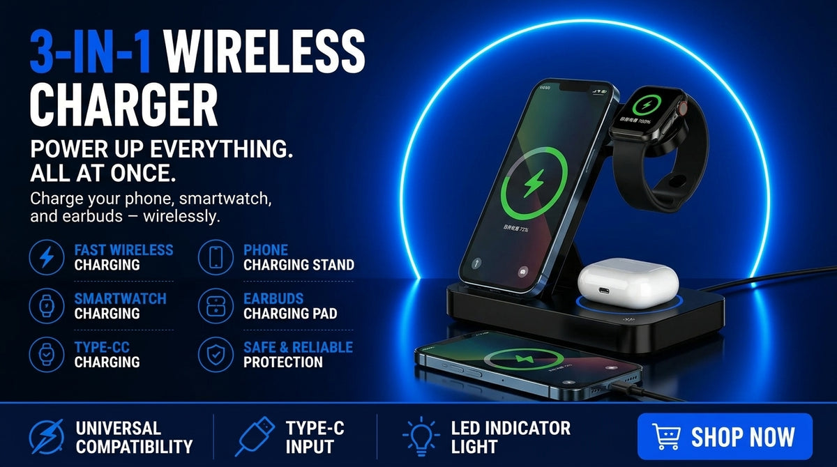 Perspectaa Universal 4-in-1 Wireless Fast Charger - Landing Image 1