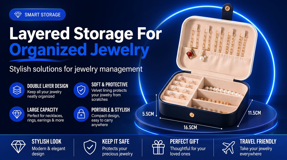 Perspectaa Portable Dual Layer Jewelry Storage Box - Landing Image 1
