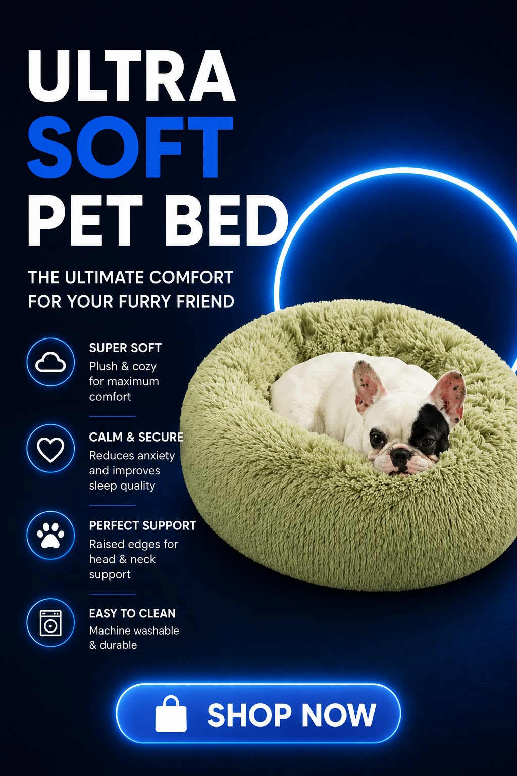 Perspectaa Round Fluffy Plush Pet Bed - Landing Image 2