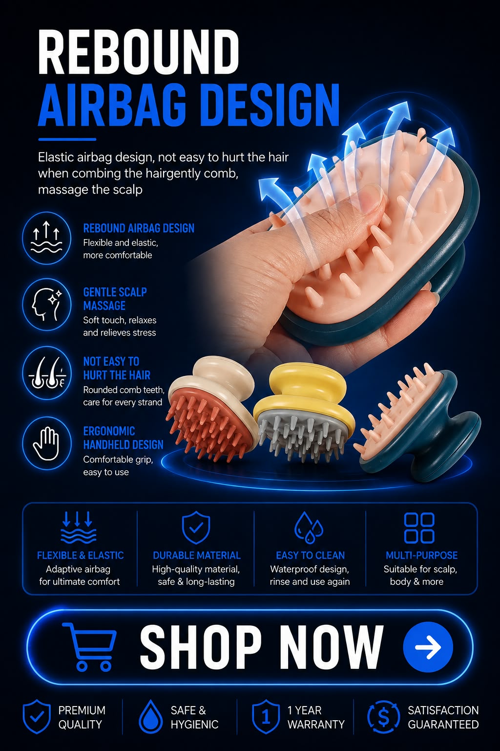Perspectaa Hair-Washing Brush and Shampoo Comb - Landing Image 1