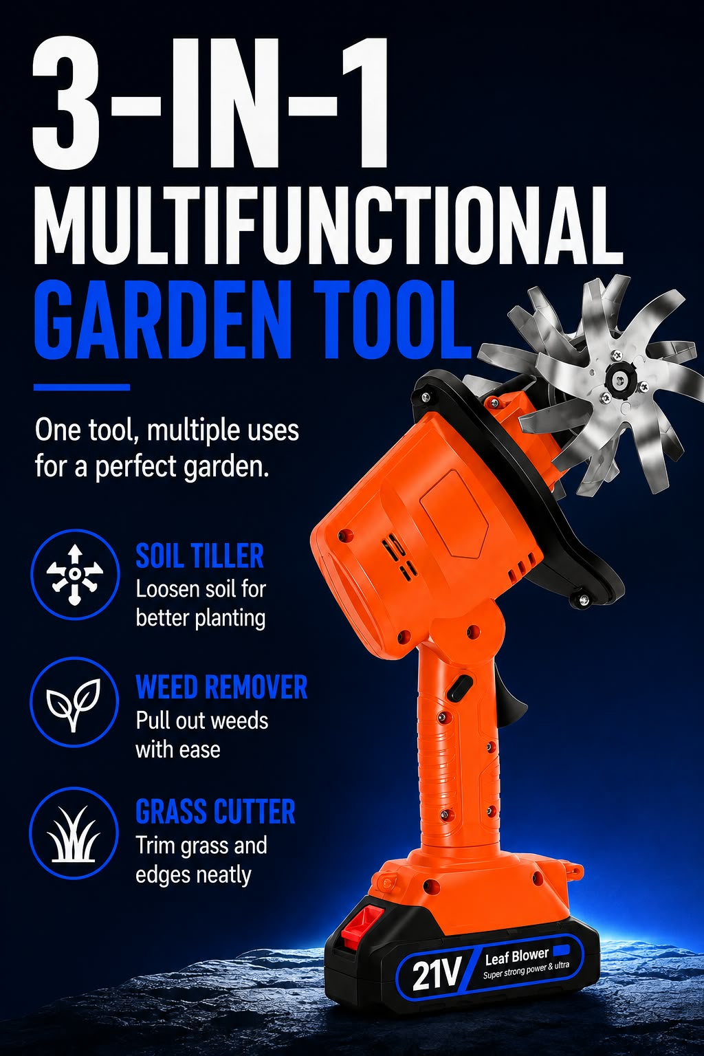 Perspectaa Handheld Electric Garden Tiller and Weeder - Landing Image 1