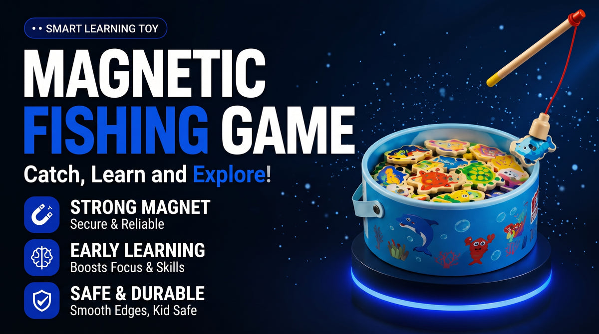 Perspectaa Wooden Magnetic Fishing Game for Kids - Landing Image 2