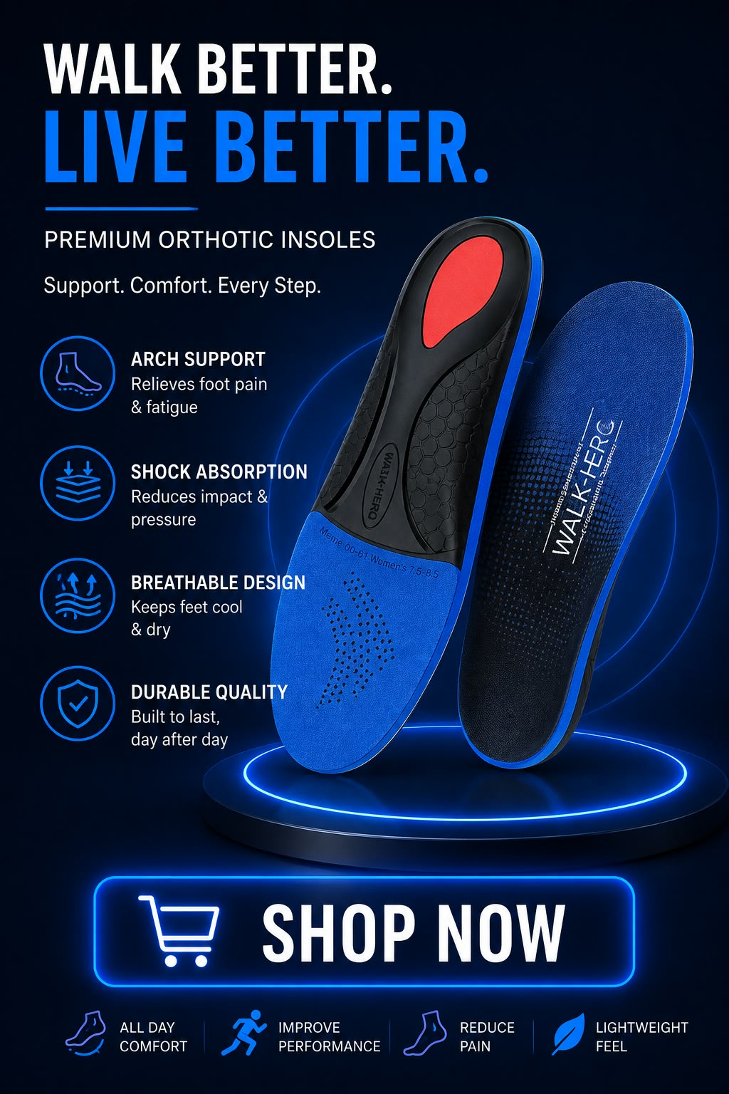 Perspectaa Orthopedic Insoles for Plantar Fasciitis Relief - Landing Image 1