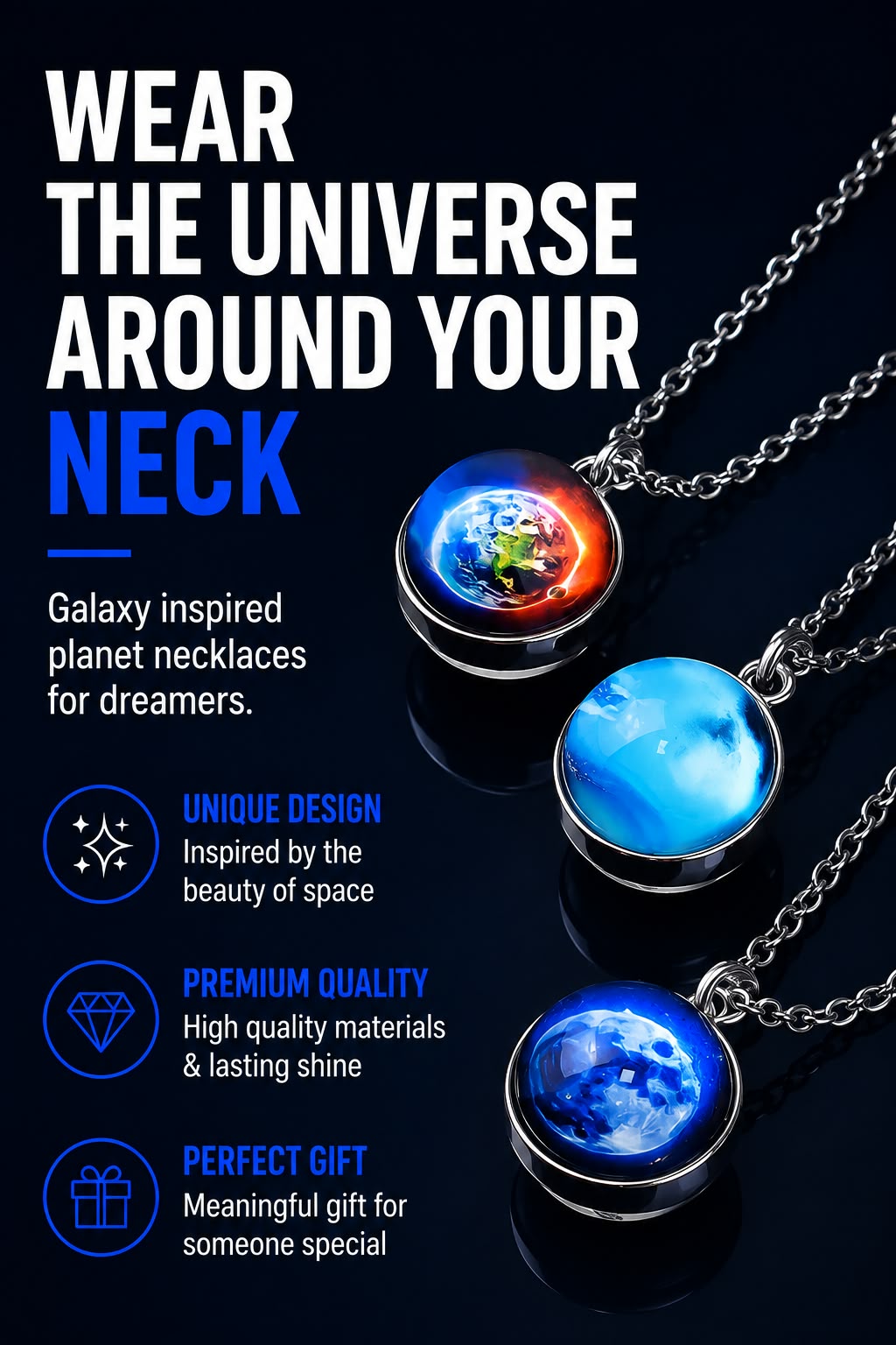 Perspectaa Solar System Pendant Necklace - Landing Image 1