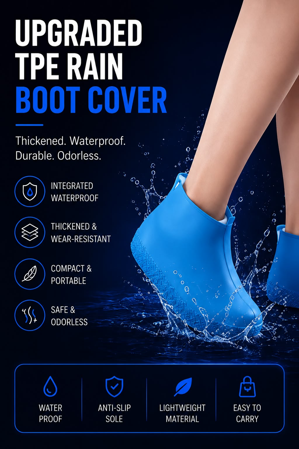 Perspectaa Waterproof Non-Slip PVC Shoe Covers - Landing Image 1