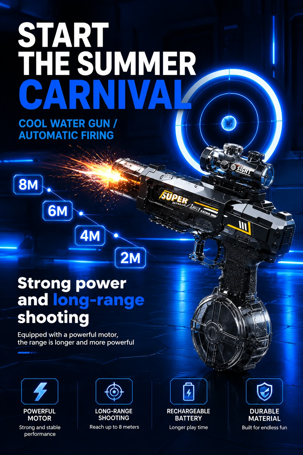 Perspectaa Electric Water Gun with Light Effect - Landing Image 1