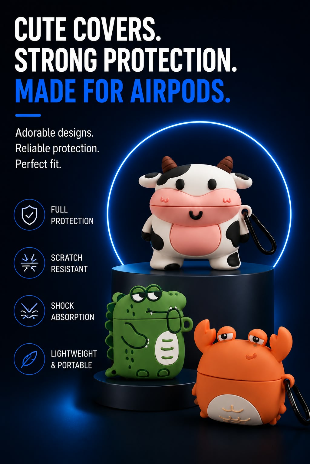 Perspectaa Cartoon Silicone AirPods Case Cover - Landing Image 1