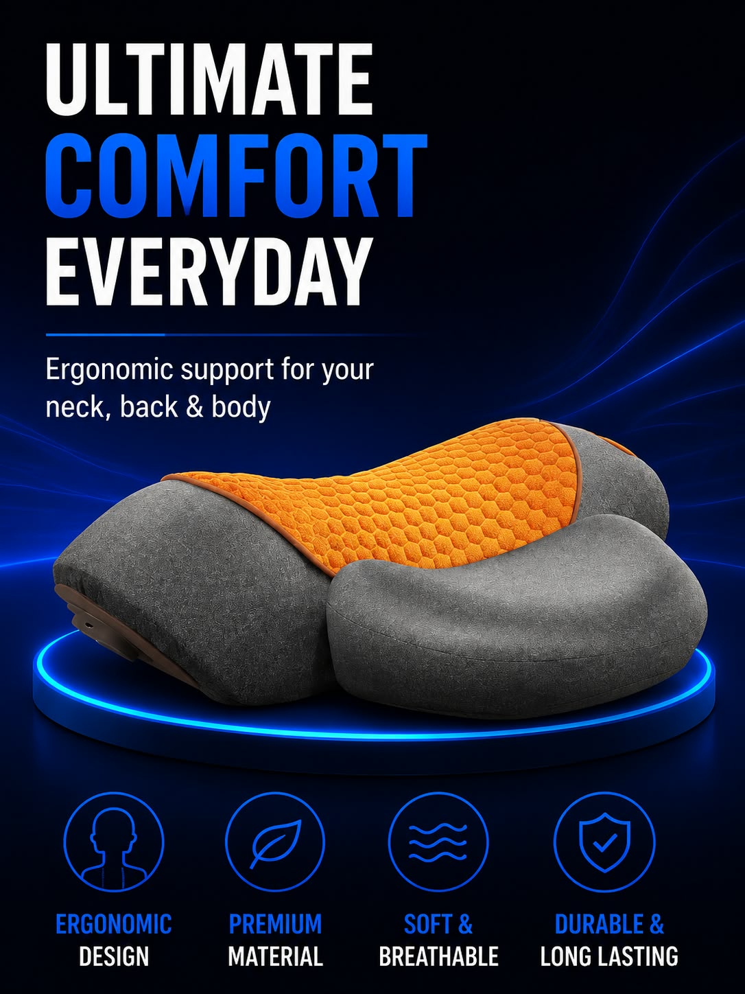 Perspectaa Adjustable Heating Massage Neck Pillow with Memory Foam - Landing Image 1