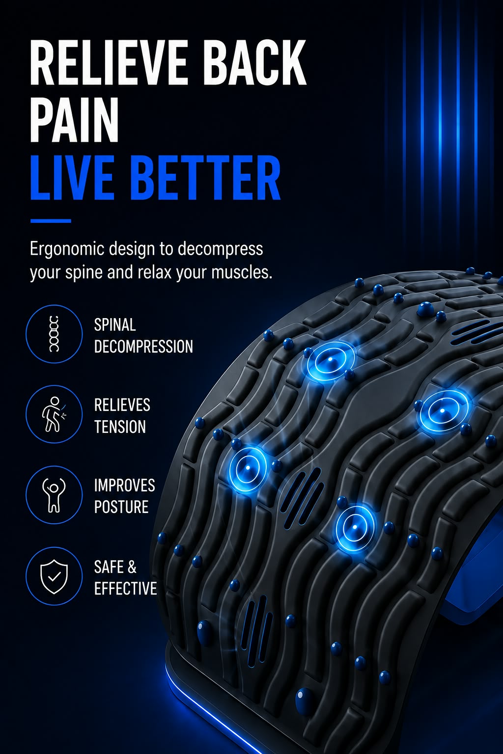 Perspectaa Inflatable Lumbar Reliever with Adjustable Air Bag Waist Support - Landing Image 2