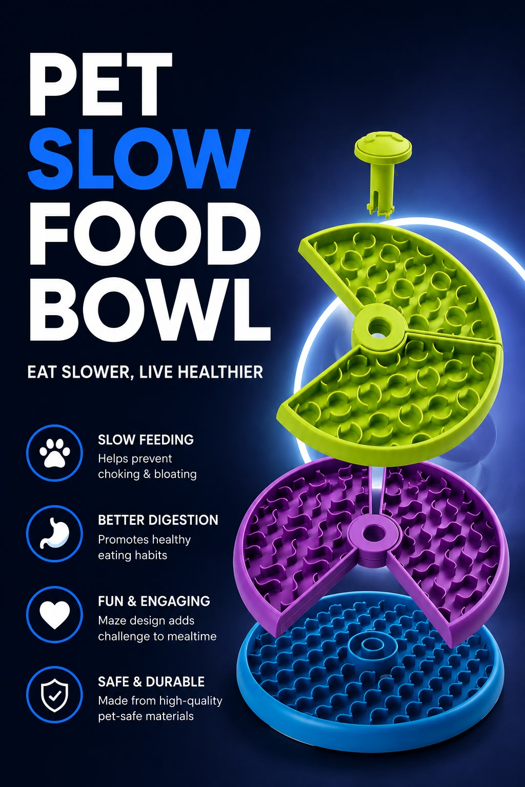 Perspectaa Three-Layer Slow-Feeding Pet Bowl - Landing Image 3