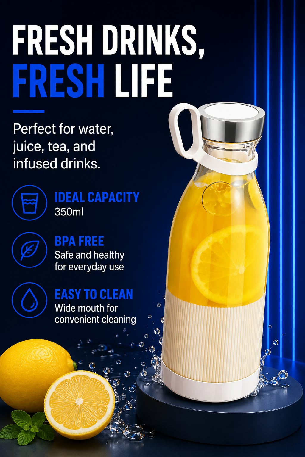 Perspectaa Mini USB Rechargeable Portable Juicer Cup - Landing Image 2