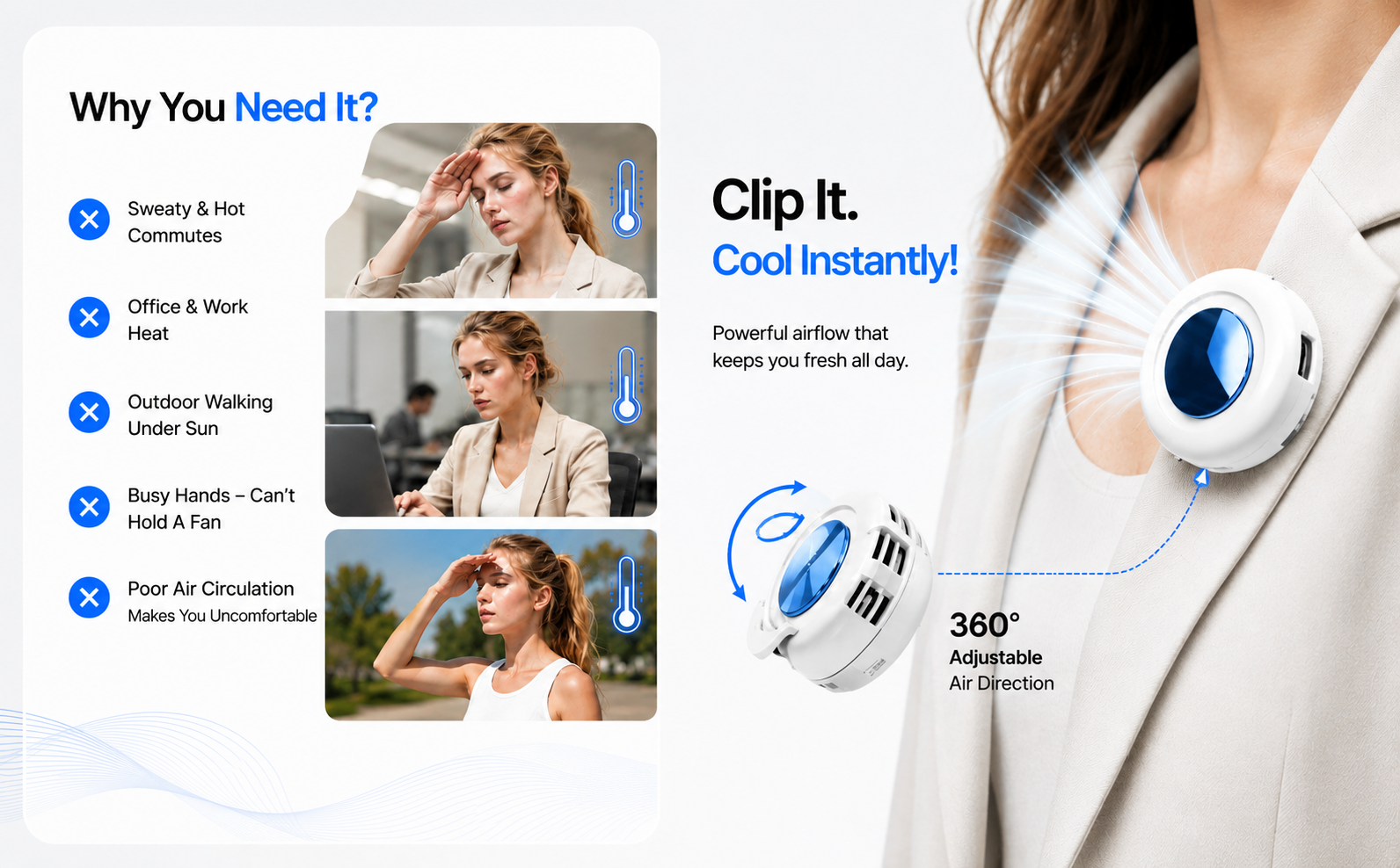 Perspectaa Portable USB Rechargeable Bladeless Mini Fan - Landing Image 2