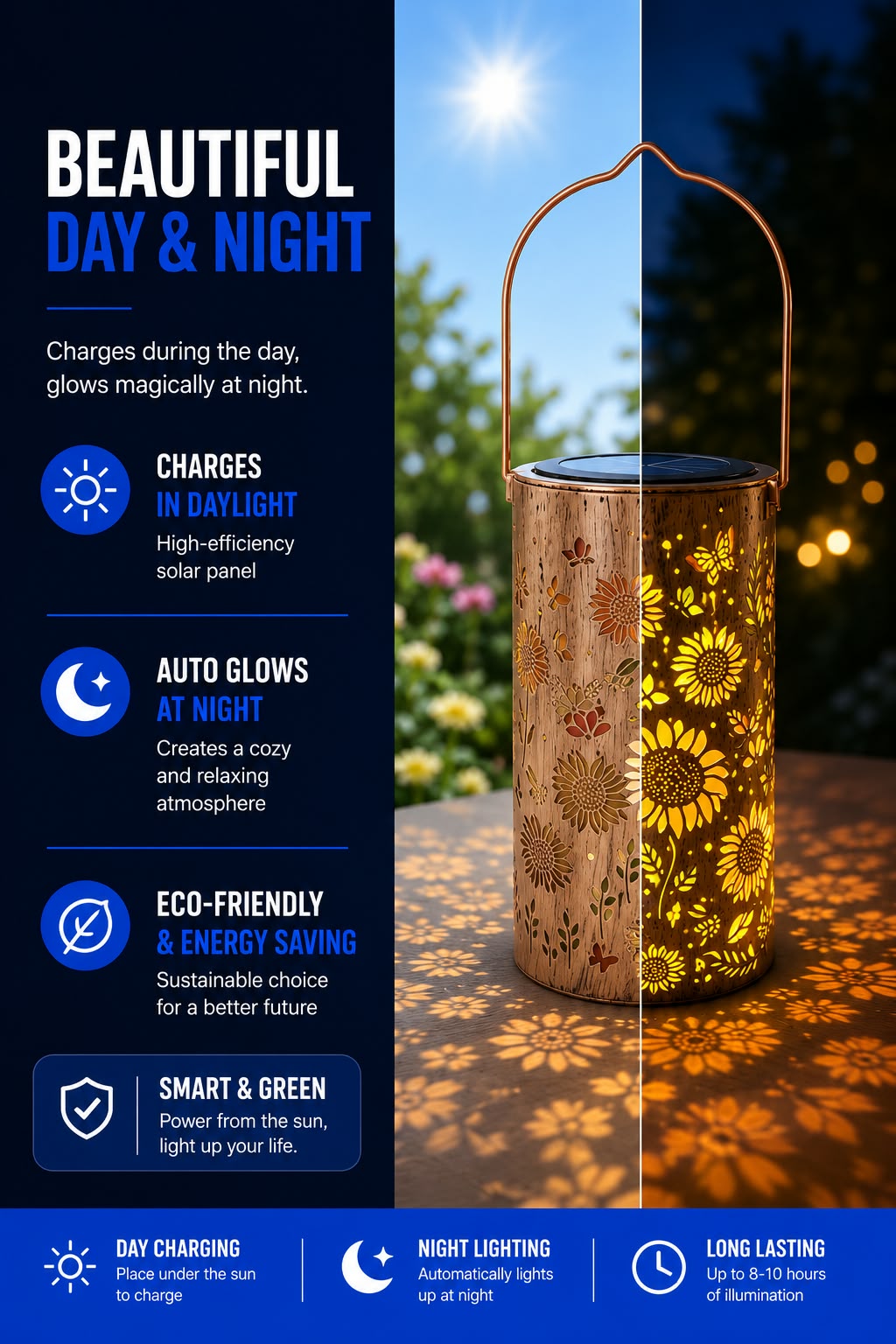 Perspectaa Solar Powered Outdoor Garden Hanging Light - Landing Image 2