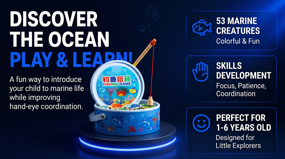 Perspectaa Wooden Magnetic Fishing Game for Kids - Landing Image 1