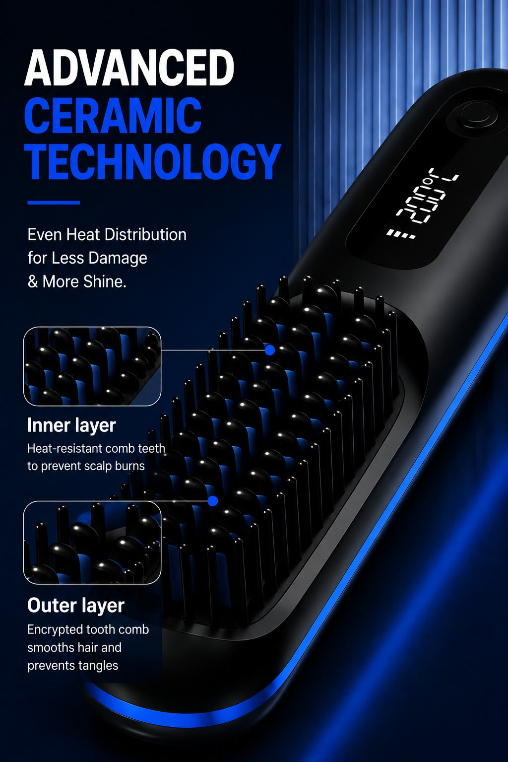 Perspectaa Wireless Hair Straightening Comb with Negative Ion Technology - Landing Image 2