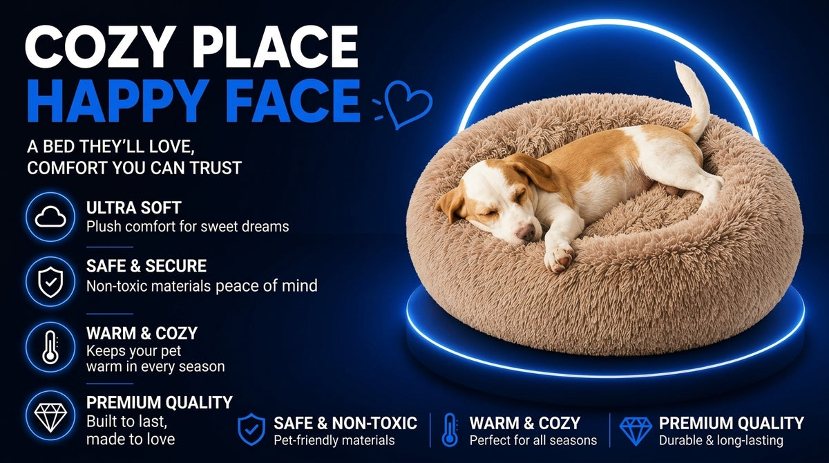 Perspectaa Round Fluffy Plush Pet Bed - Landing Image 2