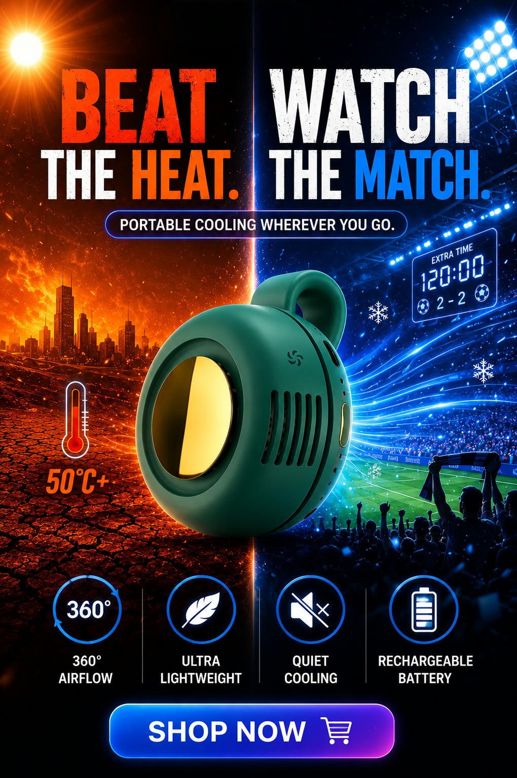 Perspectaa Portable USB Rechargeable Bladeless Mini Fan - Landing Image 2