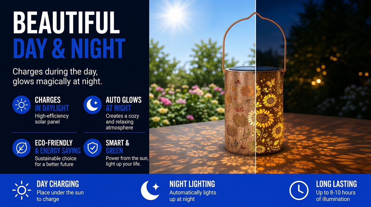 Perspectaa Solar Powered Outdoor Garden Hanging Light - Landing Image 2