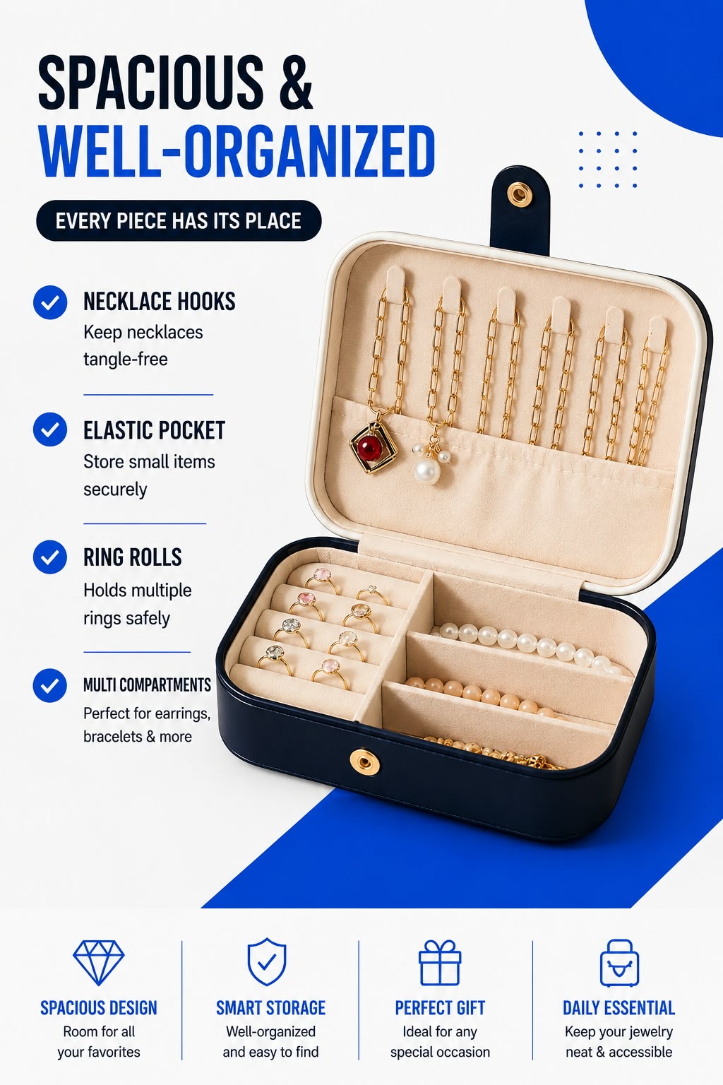 Perspectaa Portable Dual Layer Jewelry Storage Box - Landing Image 3