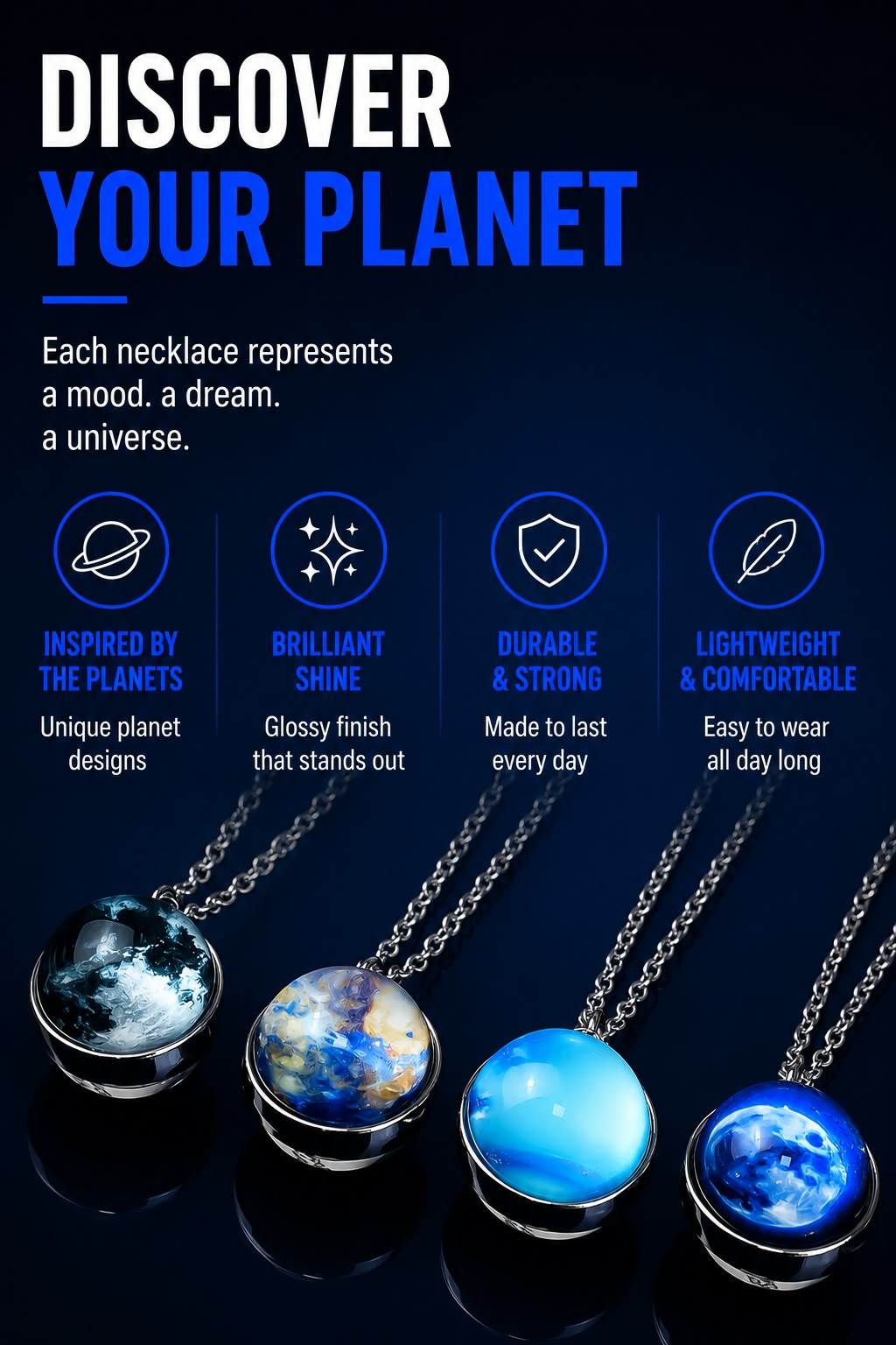 Perspectaa Solar System Pendant Necklace - Landing Image 2