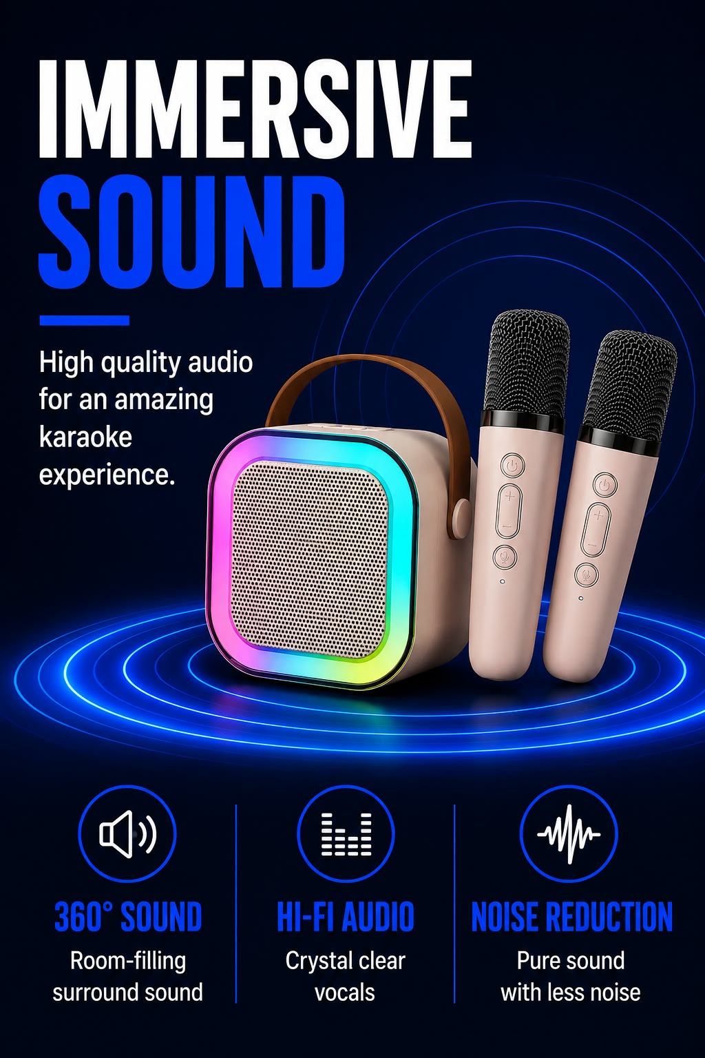 Perspectaa Portable Bluetooth Karaoke Speaker with Microphone - Landing Image 3