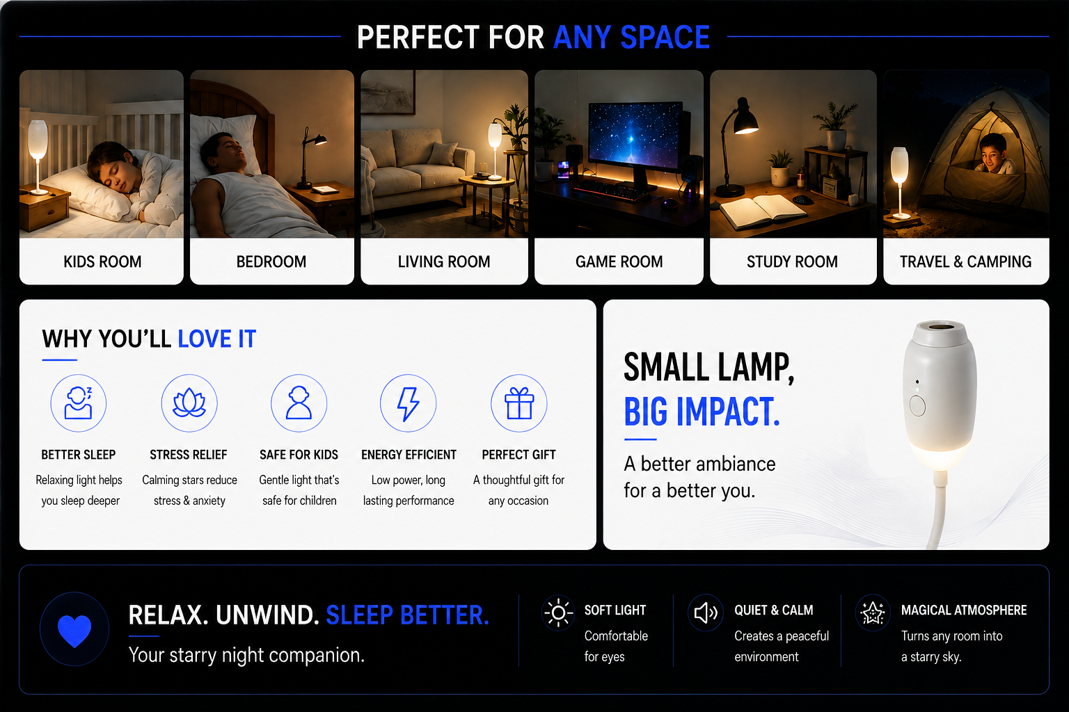 Perspectaa USB Star Projection Lamp - Landing Image 1