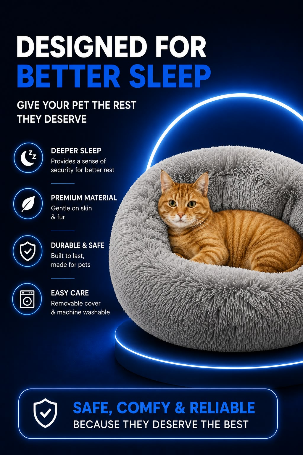 Perspectaa Round Fluffy Plush Pet Bed - Landing Image 4