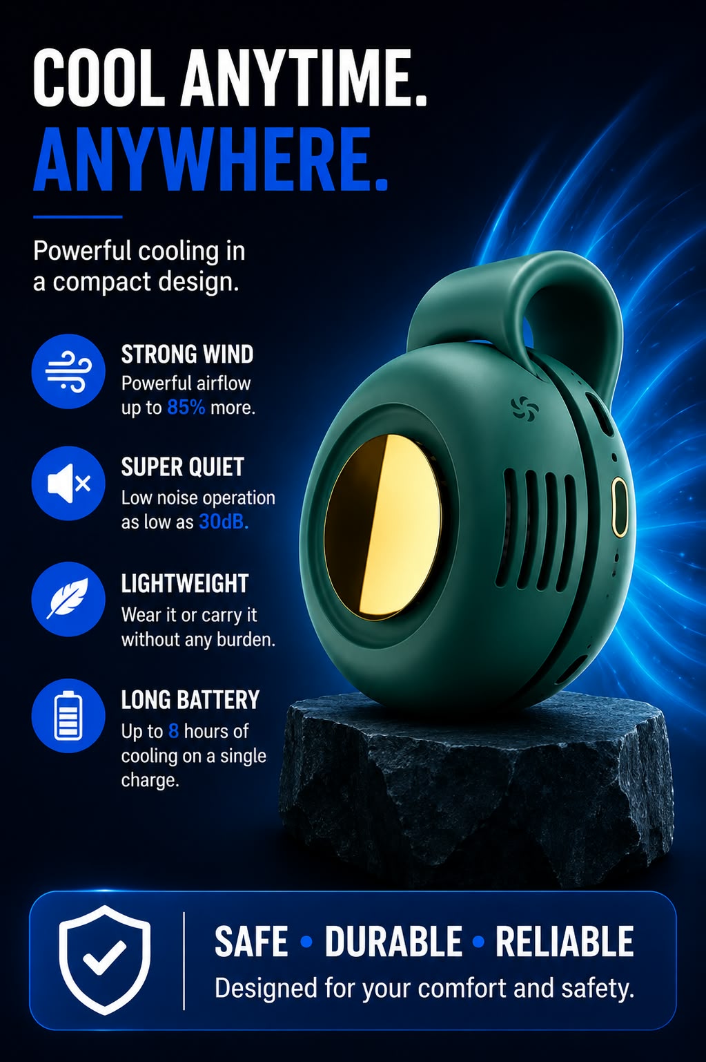 Perspectaa Portable USB Rechargeable Bladeless Mini Fan - Landing Image 3