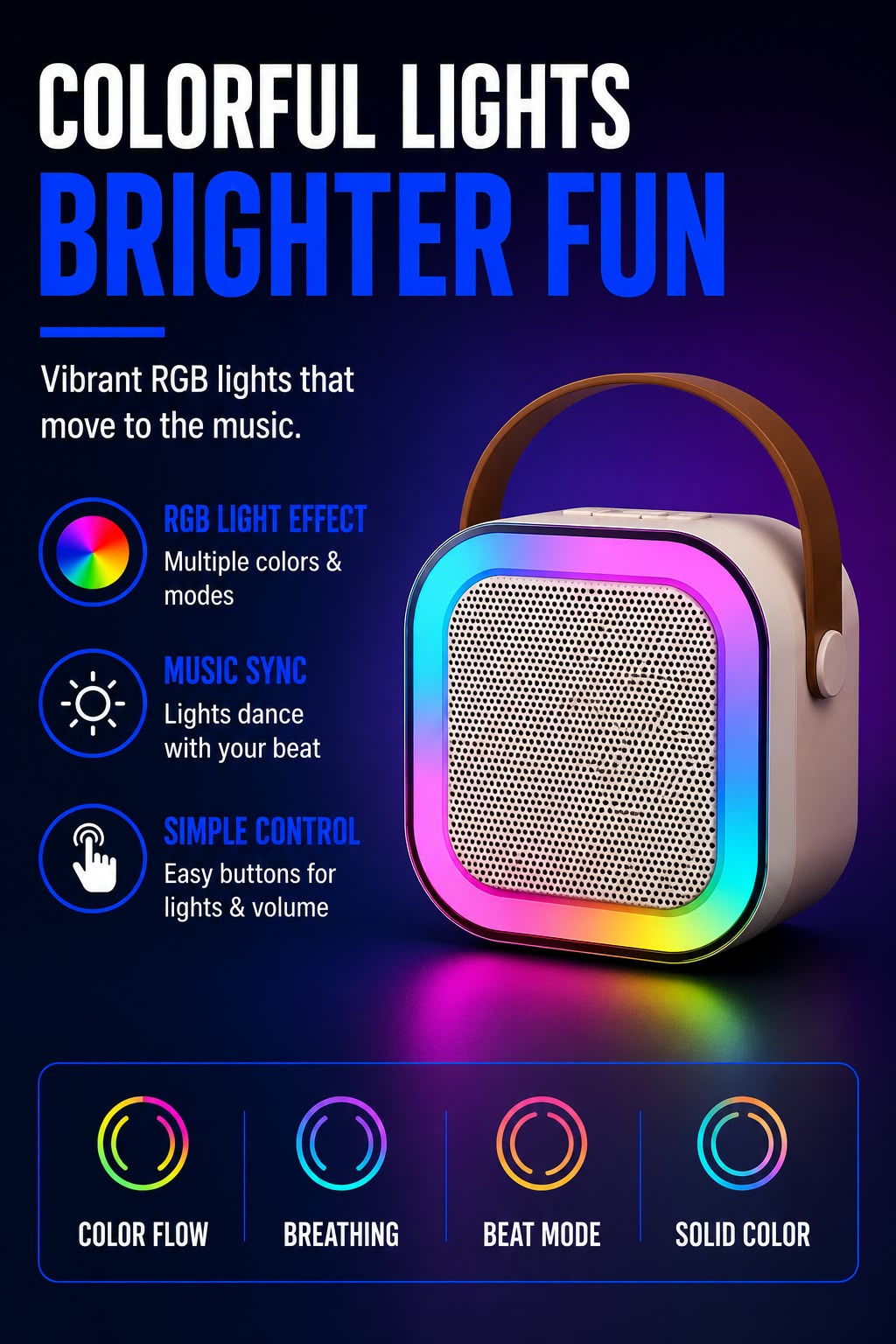 Perspectaa Portable Bluetooth Karaoke Speaker with Microphone - Landing Image 4