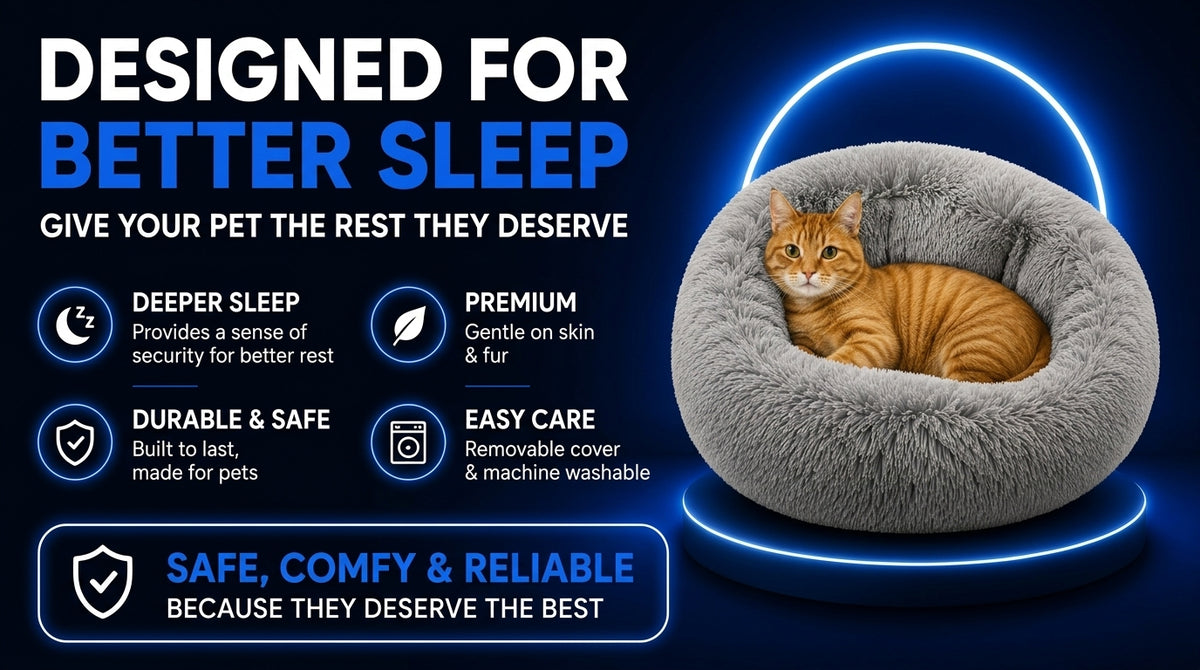 Perspectaa Round Fluffy Plush Pet Bed - Landing Image 3