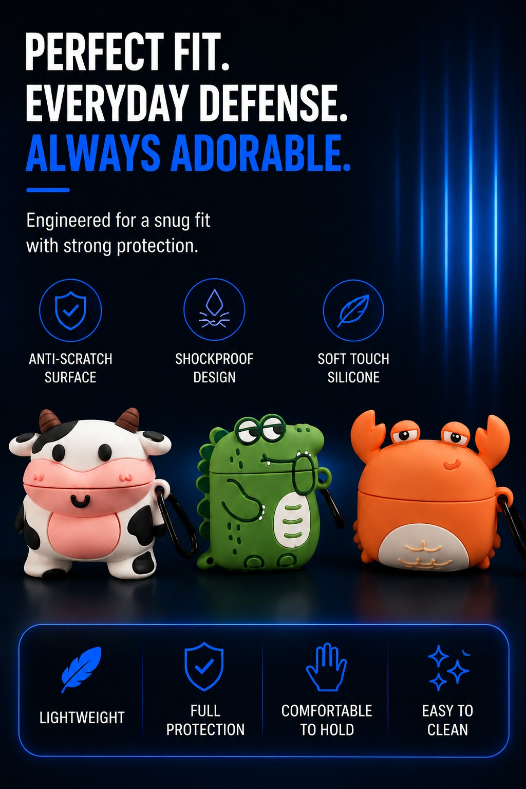 Perspectaa Cartoon Silicone AirPods Case Cover - Landing Image 3