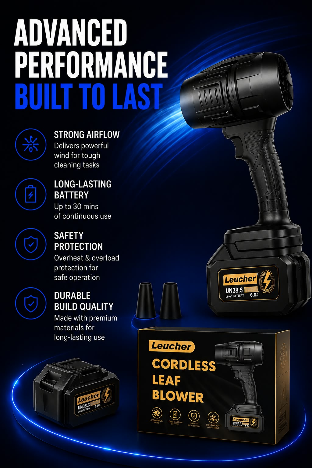Perspectaa Grabora Cordless Turbo Jet Leaf Blower - Landing Image 2