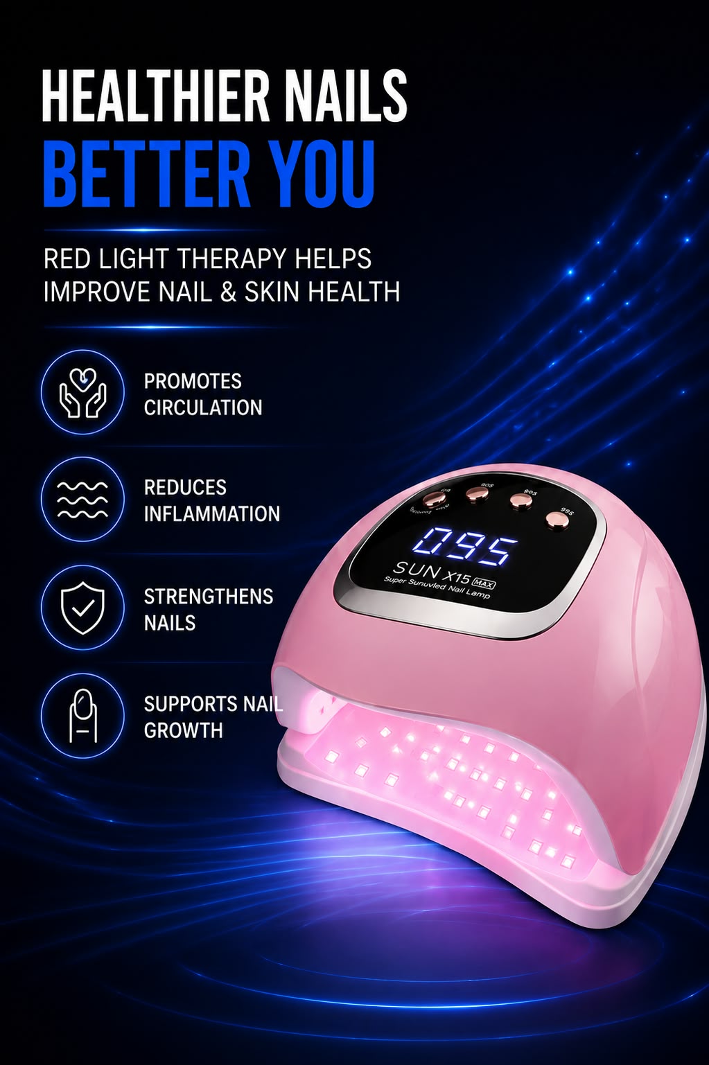 Perspectaa LED Nail Lamp with Red Light Technology - Landing Image 3