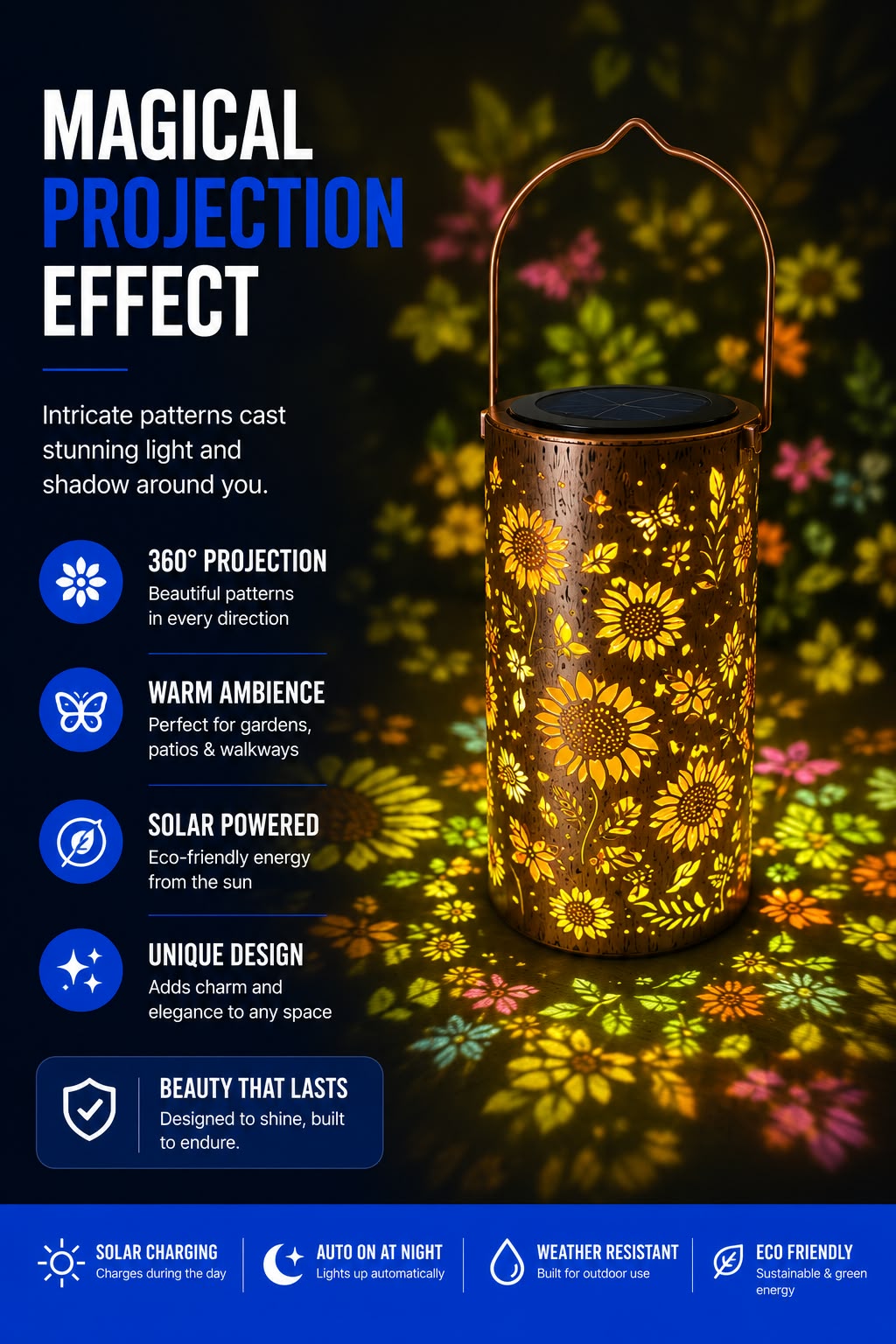Perspectaa Solar Powered Outdoor Garden Hanging Light - Landing Image 3