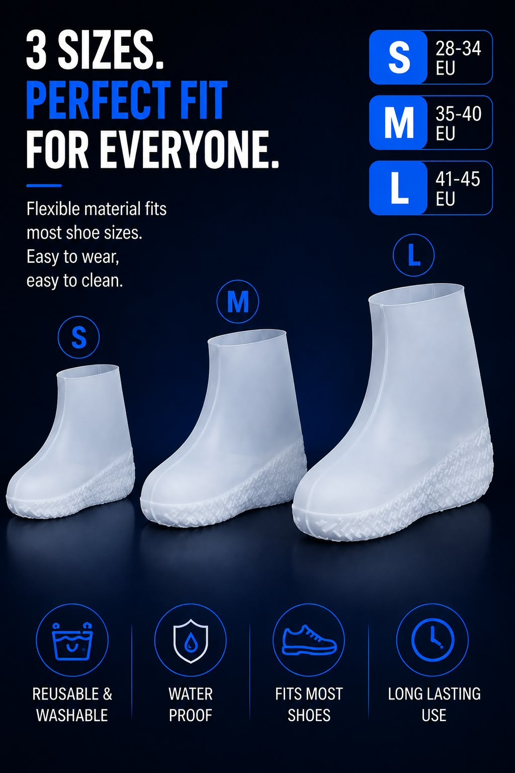 Perspectaa Waterproof Non-Slip PVC Shoe Covers - Landing Image 3