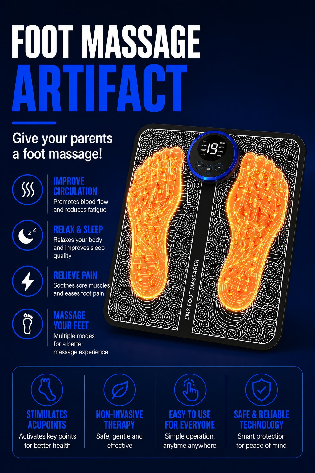 Perspectaa EMS Foot Massage Pad with Pulse Technology - Landing Image 3