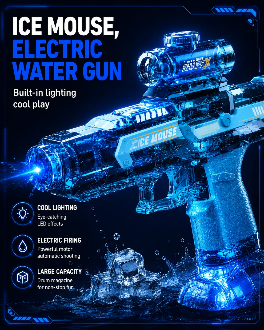 Perspectaa Electric Water Gun with Light Effect - Landing Image 3