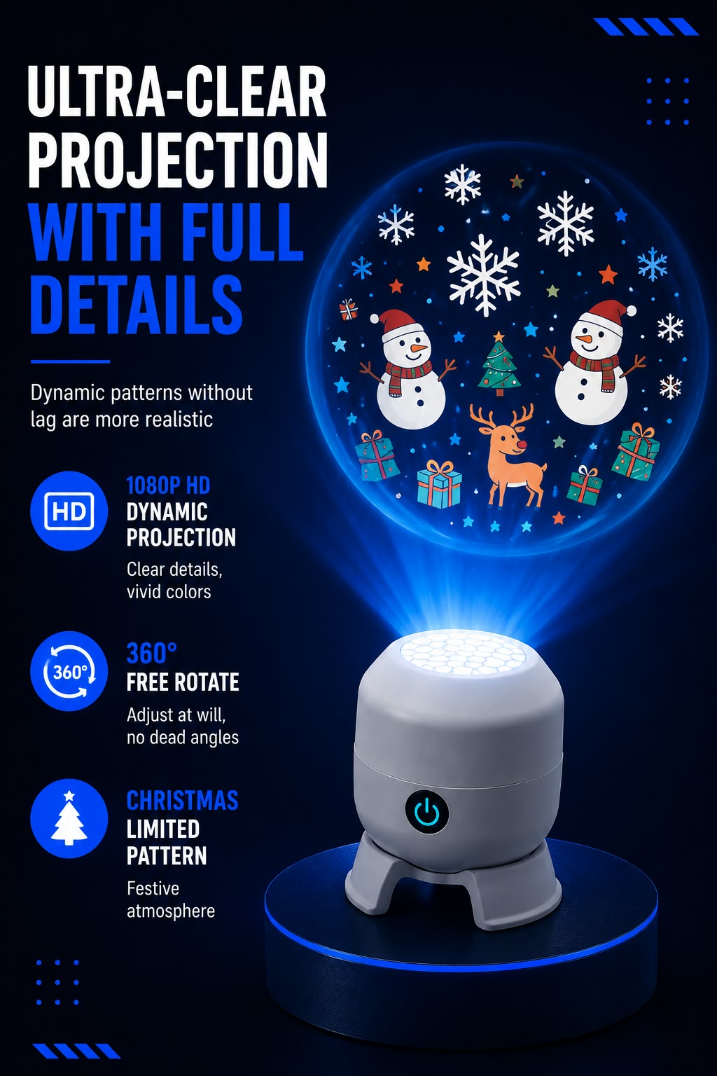 Perspectaa Rotating Starry Sky Projection Night Light - Landing Image 2
