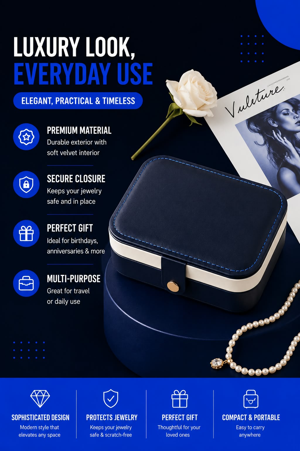 Perspectaa Portable Dual Layer Jewelry Storage Box - Landing Image 4