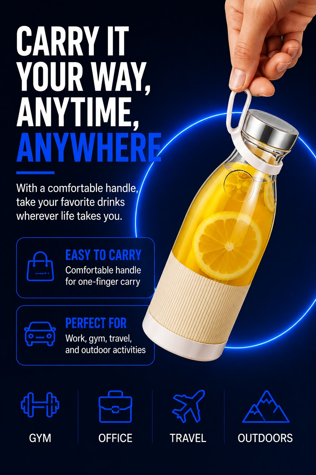 Perspectaa Mini USB Rechargeable Portable Juicer Cup - Landing Image 4