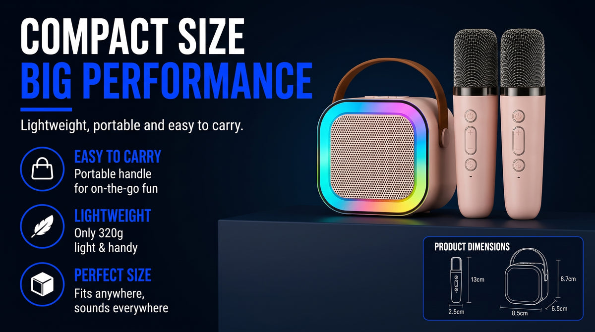 Perspectaa Portable Bluetooth Karaoke Speaker with Microphone - Landing Image 3